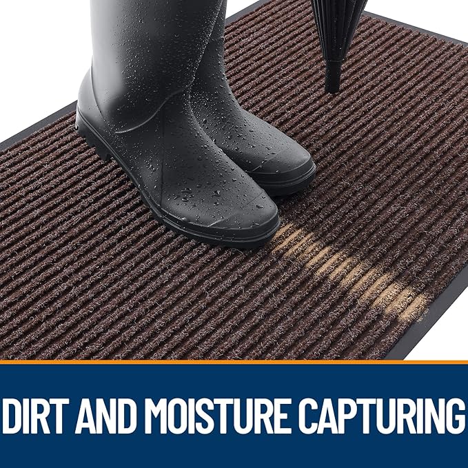 OLANLY Front Door Mat Indoor Outdoor Entrance, 2-Pack 71 x 23 Inch, Waterproof Heavy Duty Doormat, Fade Resistant, Low Profile, Easy Clean Patio Porch Welcome Floor Mats for Entry, Tan