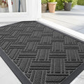 OLANLY Indoor Outdoor Mat, Sturdy Natural Rubber Floor Mat, Non Slip Low Profile Waterproof Doormat, and Stain Front Door Mats, Easy Clean Patio Entrance Mat, 36''x24'', Light Grey