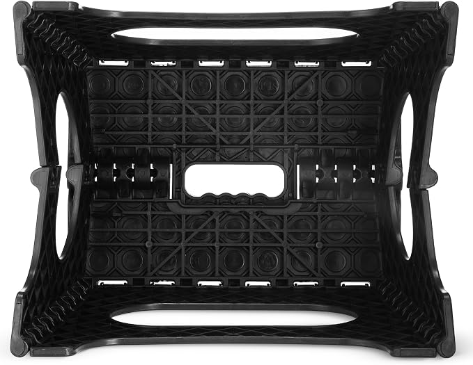 Folding Step Stool - 11" Hight - The Lightweight Step Stool is Sturdy Enough to Support Adults and Safe Enough for Kids. Opens Easy with One Flip. Great for Kitchen, Bathroom, Bedroom (Black)