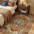RELEANY Area Rugs 3'x5' Washable Non-Slip, Floral Vintage Distress Medallion Carpet for Living Room Bedroom Dining Room, Red Orange Blue Brown