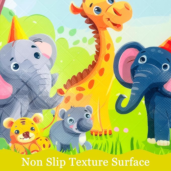 BEEHOMEE Bath Mats for Tub Kids,Baby Toddler - Large Cartoon Non-Slip Bathroom Bathtub Anti-Slip Shower Mats for Floor 35x15,Machine Washable XL Size Bathroom Mats (Jungle Friends)