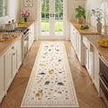 DUKINO 2x6 Washable Runner Rug for Hallway, Non Slip Animal Dog Kitchen Rug with Low Pile Design, Soft Stain Resistant Indoor Carpert Runner for Entryway, Bedroom, Laundry, Bathroom, Beige Yellow