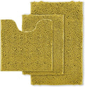 RUN HELIX Bathroom Rugs Sets 3pcs Extra Soft Chenille Mats Non Slip Bath Mat,Absorbent Shaggy Perfect Plush with U-Shaped Toilet Rug,Bathroom Carpets , Golden Yellow, 16〞x24〞&20〞x32〞&20〞x20〞U Shape