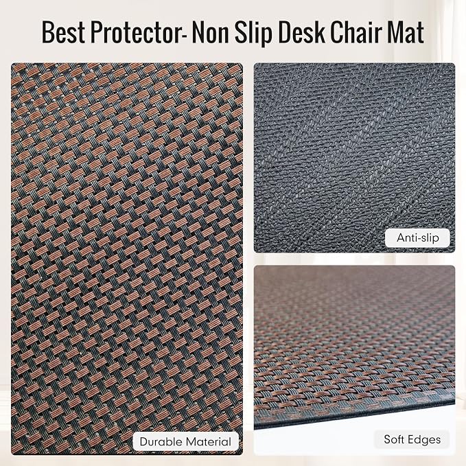 Office Chair Mat for Hard Floors,48"x60" Anti-Slip Waterproof Hardwood Floor Chair Mat,Heavy Duty Floor Protector Rolling Chairs for Home Office(Coffee)
