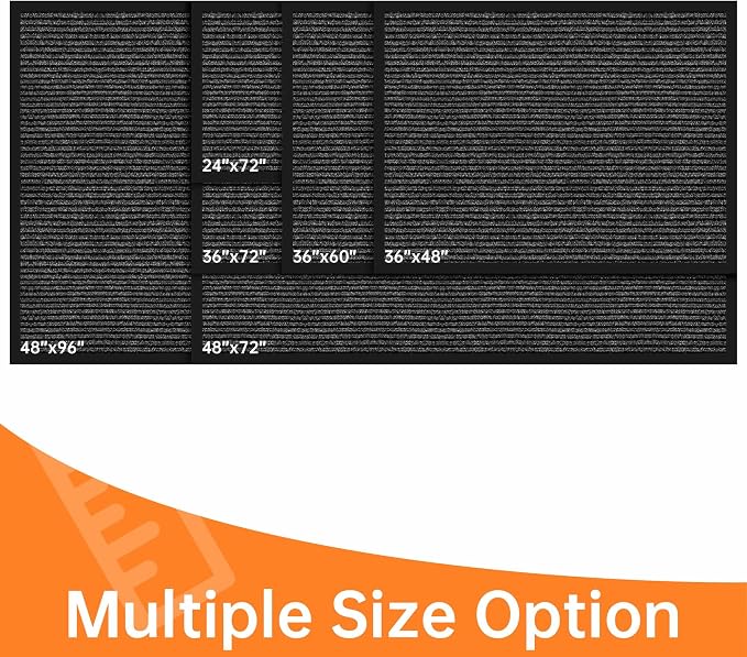 Indoor Outdoor Door Mat, 5’ x 3' Doormat for Entryway, Rubber Backing Non Slip Front Door Mat Outside Entrance, Super Absorbent Commercial Floor Mat for Home Office, Grey