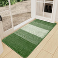 Kitinjoy Indoor Outdoor Door Mat, 47x24 Non-Slip Absorbent Dirt Trapper, Low-Profile Washable Inside Entrance Front Floor Mat, Sturdy Soft Entry Doormats for Entryway, Green