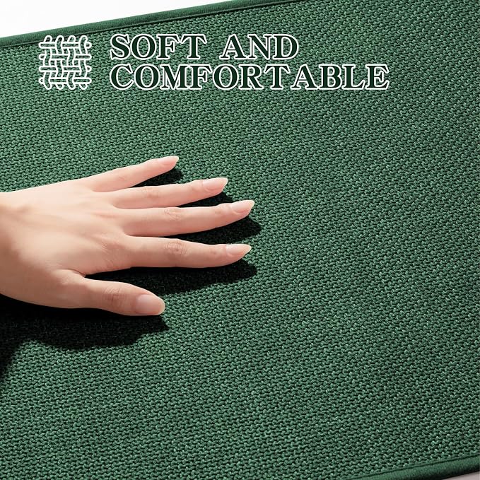 chakme Bathroom Rugs Mat 36x25, Ultra Thin Non Slip Bath Mat Large Quick Dry Absorbent Bath Mat for Bathroom Floor, (Green, 36"x25")