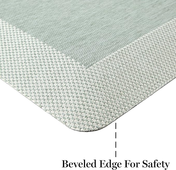 MARTHA STEWART Mira Modern Heathered Solid Anti-Fatigue Air-Infused Kitchen Mat, Mint Green, 19.6"x32"