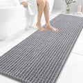 OLANLY Long Bathroom Rugs Runner 70x24, Thick Soft and Absorbent Chenille Bath Mat, Non-Slip, Machine Washable Quick Dry Bath Rugs for Tub Shower Floor, Home Decor Accessories, Grey