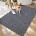 LUMI Ultra Thin Indoor Door Mat for Entrance 32"x48", Non Slip Entryway Mat, Low Profile Doormat, Unique Herringbone Design Carpet for Inside, Patio, Porch, Navy Gray