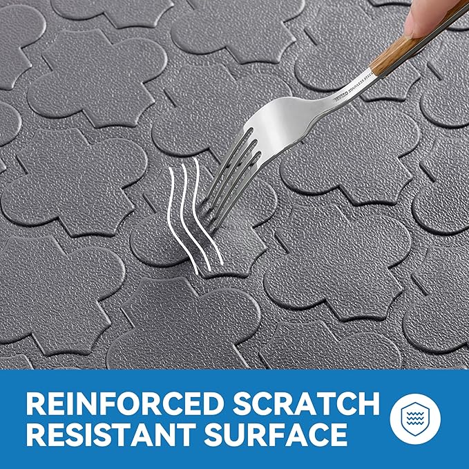 Kitchen Mat Cushioned Anti Fatigue for Floor, Non-Slip Waterproof Comfort Rug for Kitchen Sink, Standing Desk & Laundry, 17.3"x39", Grey