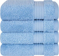 Cotton Paradise 100% Cotton Turkish Towel Set, Soft Absorbent Quick Dry, 4 Piece Washcloth Set, Sky Blue