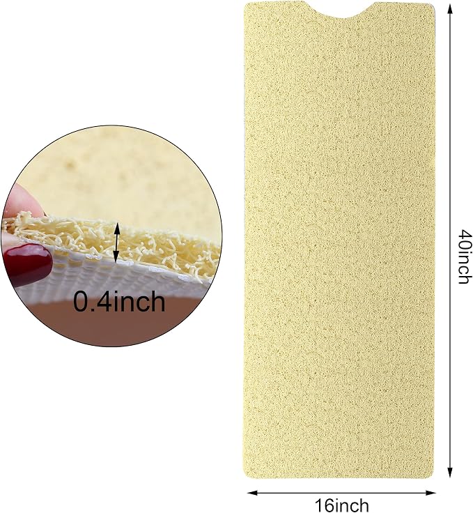 Leotruny Bath Tub Shower Mat 40 x 16 Inch Non-Slip Soft PVC Loofah Mats for Bathroom (C02-Beige)