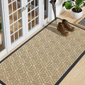 Smiry Front Door Mat Outside Entrance, Heavy Duty Sturdy Natural Rubber Doormat, Trap Dirt and Moisture, Easy Clean Low Profile Mats for Indoor Outdoor Entry, Grid Geometric (59x23, Beige)