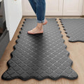Arenarug Upgrade Scalloped Embossed Kitchen Mats for Floor 2PCS Cushioned Anti Fatigue Waterproof Foam Kitchen Rugs Non Slip Washable Comfort Standing Mat for Sink Laundry, 24"x39"+24"x59", Black