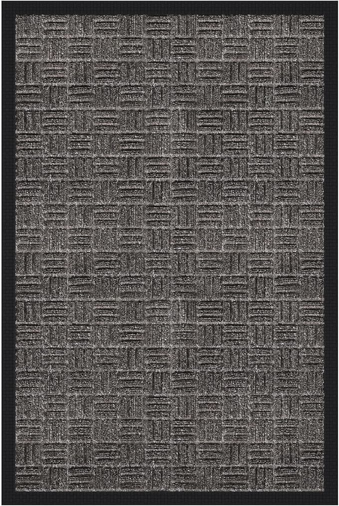 Ottomanson Scraper Doormat – Indoor Outdoor Entry Rug with Rubber Backing & Dirt-Trapping Polyester Pile, Non-Slip Front Door Mat for Mud & Pet Traffic – 24" x 36", Charcoal