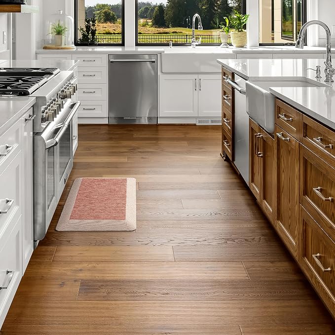 MARTHA STEWART Mira Modern Heathered Solid Anti-Fatigue Air-Infused Kitchen Mat, Spice Red, 19.6"x32"