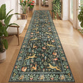 DUKINO 3x12 Runner Rug, Non Slip Animal Print Runner Rug for Hallway, Vintage Low Pile & Stain Resistant Soft Indoor Long Carpet Runner for Kitchen, Bathroom, Laundry, Bedroom, Black