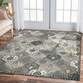 Lahome Moroccan Washable Area Rug 6x9, Ultra-Thin Large Living Room Rugs for Bedroom, Oriental Trellis Distressed Non Shedding Throw Carpet for Dining Room Office Elise, Grey
