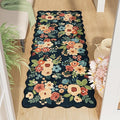 DUKINO 2x5 Washable Runner Rugs, Non Slip Floral Print Entryway Rug with Soft Low Pile, Lightweight Mat for Living Room, Bathroom, Bedroom, Kitchen, Navy Blue