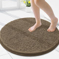 Smiry Luxury Chenille Round 24x24, Extra Soft and Absorbent Shaggy Bathroom Mat Rugs, Machine Washable, Non-Slip Plush Carpet for Tub, Shower, and Bath Room, Camel