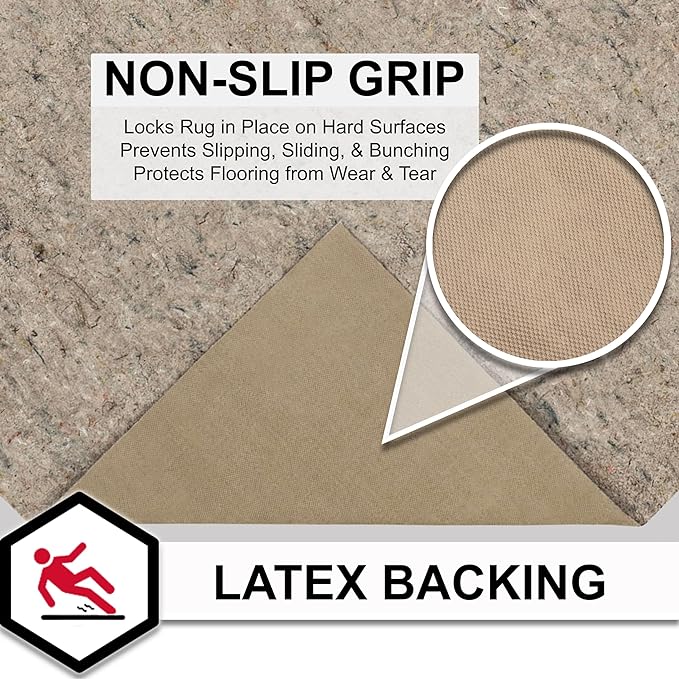 Mohawk Home Non Slip Rug Pad 5' x 7' - 3/8" Thick Felt + Latex Rubber Gripper - Dual Surface Cushion for Hardwood, Carpet, Tile Floors, Made in USA