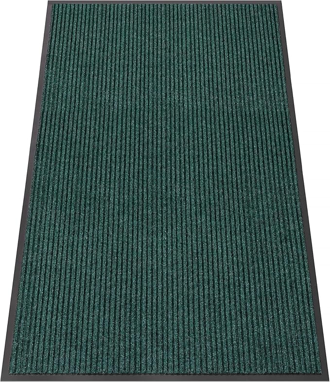 Indoor Outdoor Door Mat, 5’x 3' Doormat for Entryway, Rubber Backing Non Slip Front Door Mat Outside Entrance, Super Absorbent Commercial Floor Mat for Home Office, Green