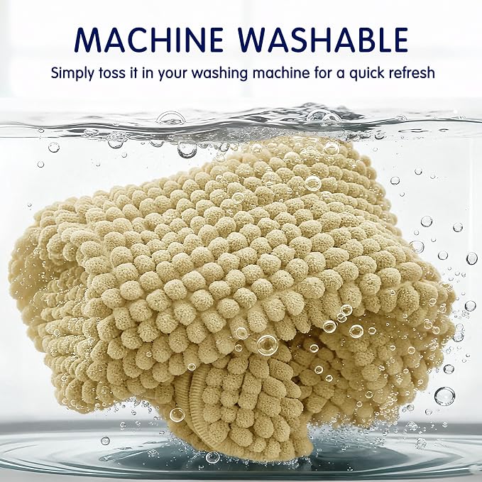SUBRTEX Bathroom Rugs Chenille Bath Rug, Soft Short Plush Bath Mat, Water Absorbent Shower Mat, Quick Dry Machine Washable(Yellow, 24" x 36")