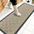 OLANLY Front Door Mat Outside Entrance 47x17, Absorbent, Heavy Duty Sturdy Natural Rubber Doormat Indoor Outdoor, Stain and Fade Resistant, Non-Slip Backing Low Profile Floor Mat for Entryway, Beige