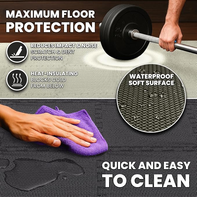 bemaxx Gym Mats Set - 18 pcs EVA Interlocking Foam Floor Tiles (12.6"x12.6"x0.4") 18sqft Protective Gym Flooring Sports Home Workout Exercise Mats Puzzle Garage Fitness Play-Room Pool Treadmill Bike