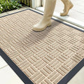 OLANLY Front Door Mat Outside Entrance 35x23, Absorbent, Heavy Duty Sturdy Natural Rubber Doormat Indoor Outdoor, Non-Slip, Stain and Fade Resistant, Low Profile Floor Mat for Entryway, Latte White