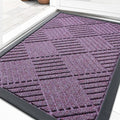 OLANLY Front Door Mat Outside Entrance 29.5x17, Absorbent, Heavy Duty Sturdy Natural Rubber Doormat Indoor Outdoor, Stain Fade Resistant, Non-Slip Low Profile Floor Mat for Entryway, Violet Diamond