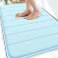 OLANLY Memory Foam Bath Mat 30x20, Super Soft Absorbent Bathroom Rugs, Quick Dry, Machine Washable Shower Floor Rugs, Bathmat Carpet, Bathroom Home Decor Accessories, Sky Blue