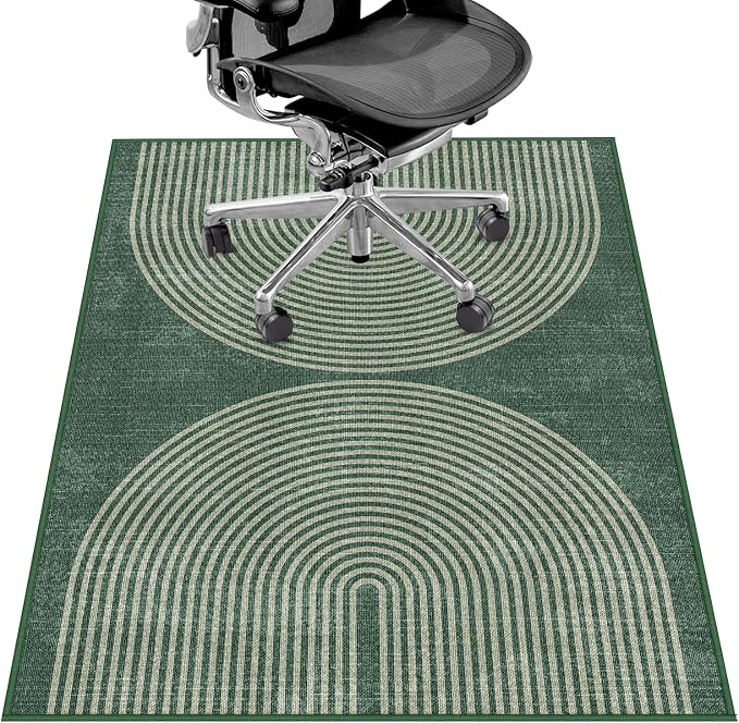 Office Chair Mat for Hardwood Floor&Tile Floor,36"X 48" Heavy Duty Desk Chair Mat for Hard Floors,Under Desk Rug for Rolling Computer Chair,Anti Slip,Low Pile Carpet Floor-Geo Green