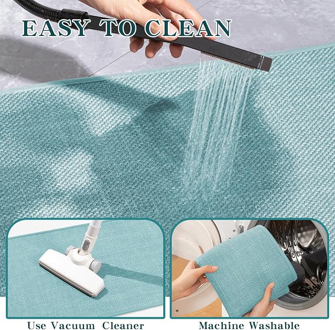 chakme Bathroom Rugs Mat 59x25, Ultra Thin Non Slip Bath Mat Large Quick Dry Absorbent Bath Mat for Bathroom Floor, (Navy Blue, 59"x25")