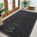 OLANLY Welcome Door Mat Indoor Outdoor Entrance, Heavy Duty Sturdy Front Door Mat, Waterproof All-Weather Doormat, Stain Resistant, Low Profile, Easy Clean Patio Entryway Mat, 59 x 35, Black