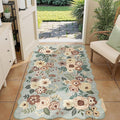 DUKINO 3x5 Area Rug, Floral Non-Slip Indoor Washable Rug with Low Pile & Non-Shedding, Lightwight Boho Design Carpet for Entryway, Bedroom, Kids Room, Living Room, Kitchen, Sage Green