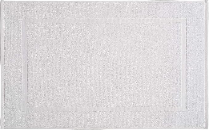 Amazon Basics Premium 100% Cotton Absorbent Soft Bath Mat, Machine Washable, 684 GSM, 20" x 30", White, Hotel Spa Bathmats, 6-Pack (Previously AmazonCommercial)
