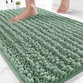 Yimobra Bathroom Rugs Non Slip Washable - Ultra Soft Absorbent Chenille Bath Mat, Quick Dry Shaggy Floor Carpet for Tub Shower, Green Home Decor Accessories, 24x17 Inch