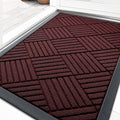 OLANLY Front Door Mat Outside Entrance 29.5x17, Absorbent, Heavy Duty Sturdy Natural Rubber Doormat Indoor Outdoor, Stain Fade Resistant, Non-Slip Low Profile Floor Mat for Entryway, Burgundy Diamond