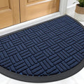 OLANLY Half Circle Door Mat Outside Entrance 29.5x17, Absorbent, Heavy Duty Sturdy Natural Rubber Doormat Indoor Outdoor, Fade Resistant, Non-Slip Backing Low Profile Floor Mat for Entryway, Navy Blue