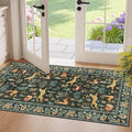 DUKINO 2x4 Rug for Hallway, Washable Kitchen Runner Rug with Non Slip Backing, Soft Low Pile Vintage Animal Runner for Bedroom, Kitchen, Hallway, Entryway, Laundry, Black