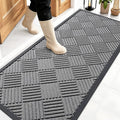OLANLY Front Door Mat Outside Entrance 59x23, Absorbent, Heavy Duty Sturdy Natural Rubber Doormat Indoor Outdoor, Stain and Fade Resistant, Non-Slip Low Profile Floor Mat for Entryway, Grey Diamond