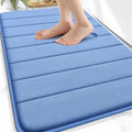 OLANLY Memory Foam Bath Mat 32x20, Super Soft Absorbent Bathroom Rugs, Quick Dry, Machine Washable Shower Floor Rugs, Bathmat Carpet, Bathroom Home Decor Accessories, Cornflower Blue