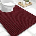 OLANLY Thick Toilet Rugs U-Shaped 24x20, Extra Soft Absorbent Shaggy Chenille Contour Bathroom Rugs for Toilet, Dry Quickly, Machine Washable, Non-Slip Bath Mat, Burgundy