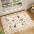 DUKINO 2x3 Entryway Rug, Washable Small Door Mat Indoor Entance Lightweight Area Rug with Non Slip, Low Pile & Non Shedding Animal Dog Carpet for Kitchen, Bathroom, Bedroom, Kids Room, Beige Yellow