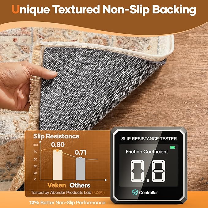 Veken Non Slip Cushioned Rug Pad Gripper 3x10 Ft, Felt and Silicone Backing, 1/4" Thick Carpet Liner for Hardwood Floors and Finishes, Under Area Rugs Anti Skid Mat, Keep Rugs Safe and in Place