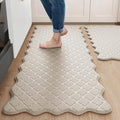 Arenarug Upgrade Scalloped Embossed Kitchen Mats for Floor 2PCS Cushioned Anti Fatigue Waterproof Foam Kitchen Rugs Non Slip Washable Comfort Standing Mat for Sink Laundry,17.3"x30"+17.3"x59",Khaki