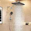 Veken 14" Wide Rain Shower Head with Handheld, High Pressure Handheld Shower with Multi Spray Modes, Rainfall Combo with 15" Metal Extension Arm, Detachable Dual Shower, Bathroom Decor, Chrome Silver