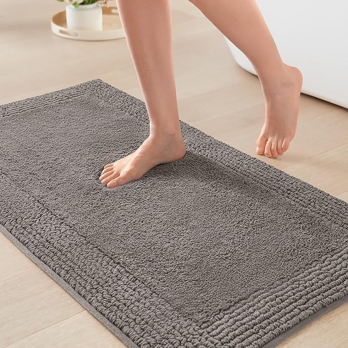 Madison Park Splendor Reversible 100% Cotton Tufted Bathroom Rug-3000 GSM Hotel Quality Luxurious Plush Medium Pile Bath Mat Absorbent, Quick Dry, Shower Room Décor, 17x24 Charcoal